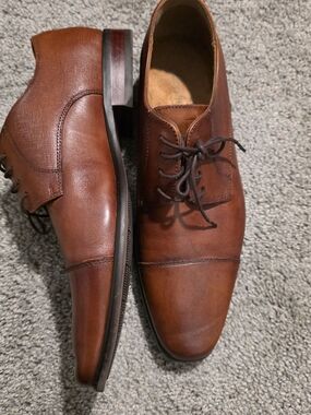 Florsheim Cognac Brown Leather Cap-Toe Derby Shoes